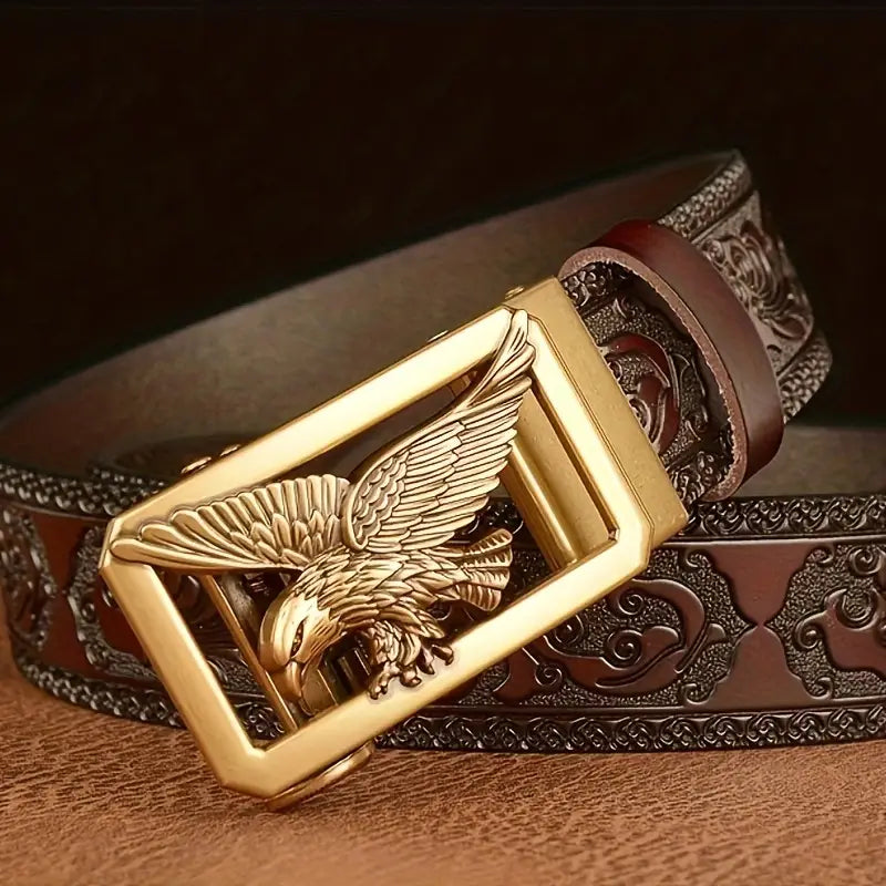 Carved cowhide belt