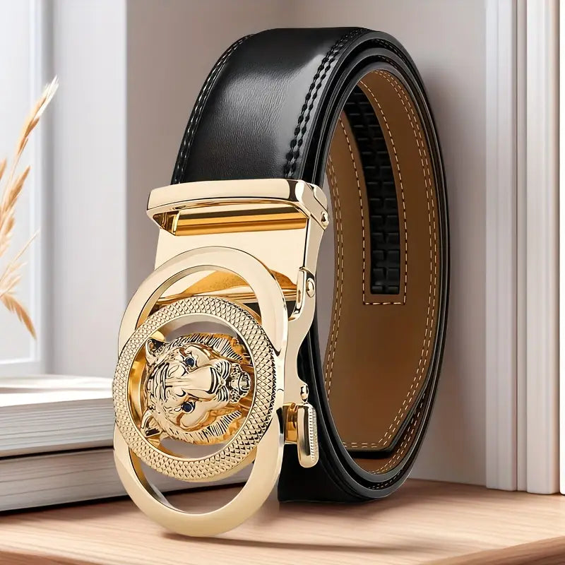 Golden lion head belt