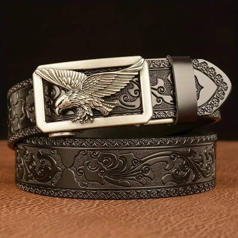 Carved cowhide belt