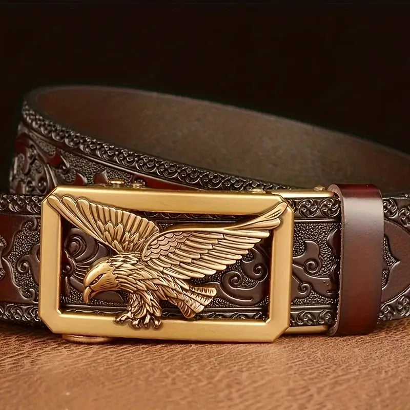 Carved cowhide belt
