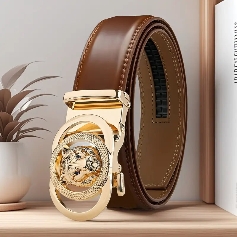 Golden lion head belt