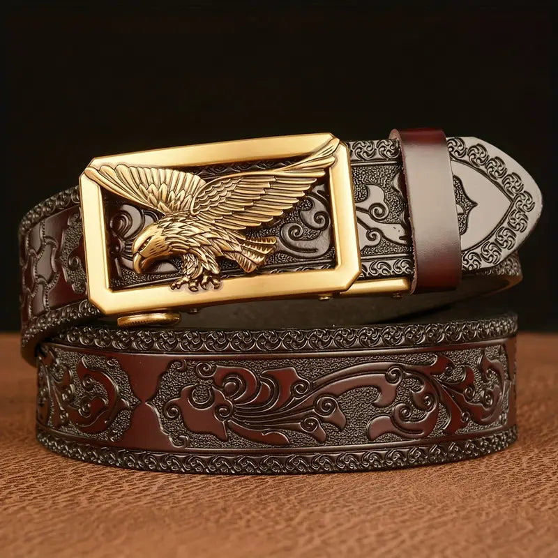Carved cowhide belt