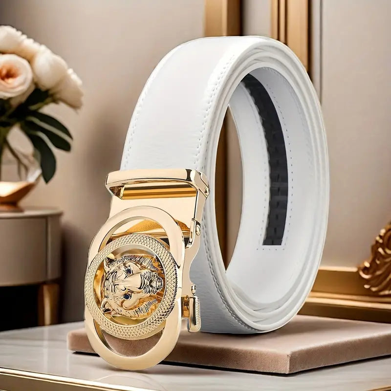 Golden lion head belt