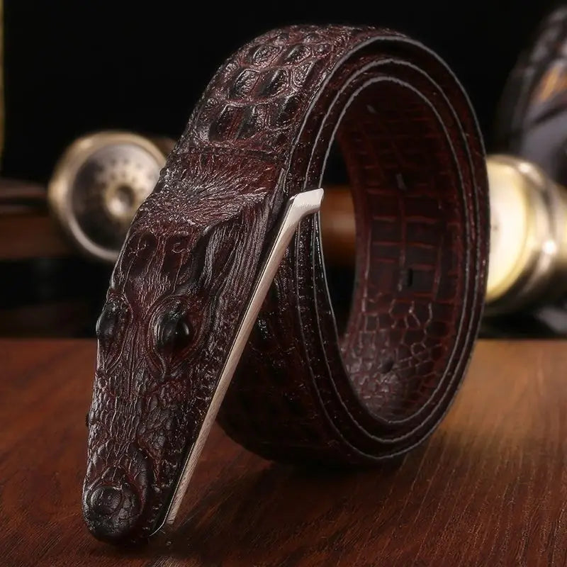 Cowhide crocodile pattern belt