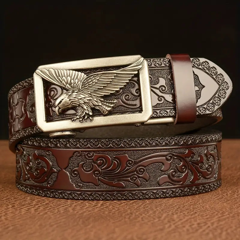 Carved cowhide belt