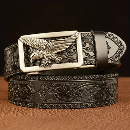 Carved cowhide belt