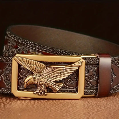 Carved cowhide belt