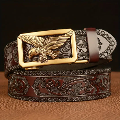 Carved cowhide belt