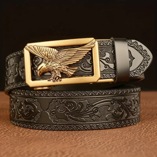 Carved cowhide belt