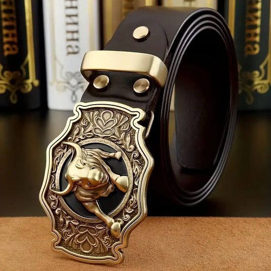 Copper alloy bull head buckle belt